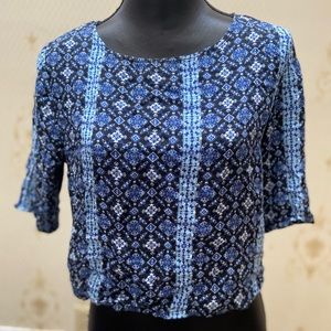 Blue Crop Top Open back Design Size M